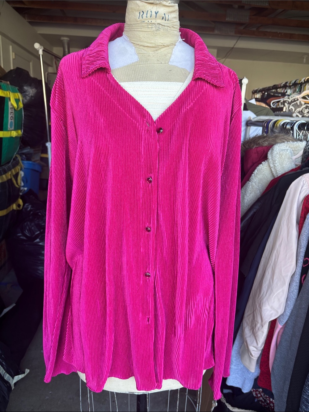 Absolutely Famous Hot Pink Corduroy Button-Up Shirt